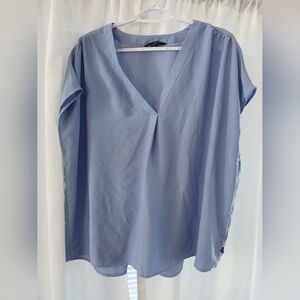 Banana Republic Light Blue V-Neck Cap Sleeve Blouse